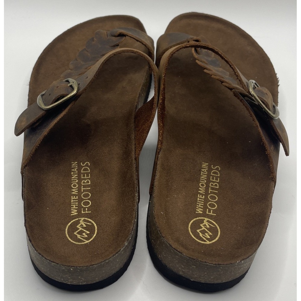 White Mountain Foot Beds Womens Sandals SizeDistressed Leather Braided Slip-on - Picture 9 of 12